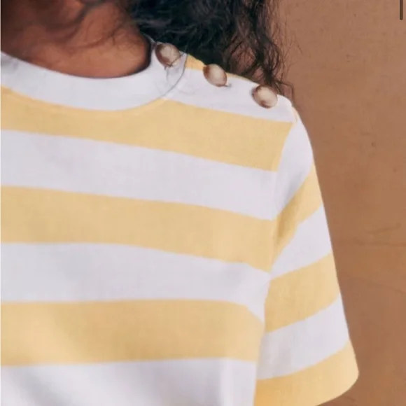 Sezane Yellow and White Striped Midi Dress - Picture 3 of 8